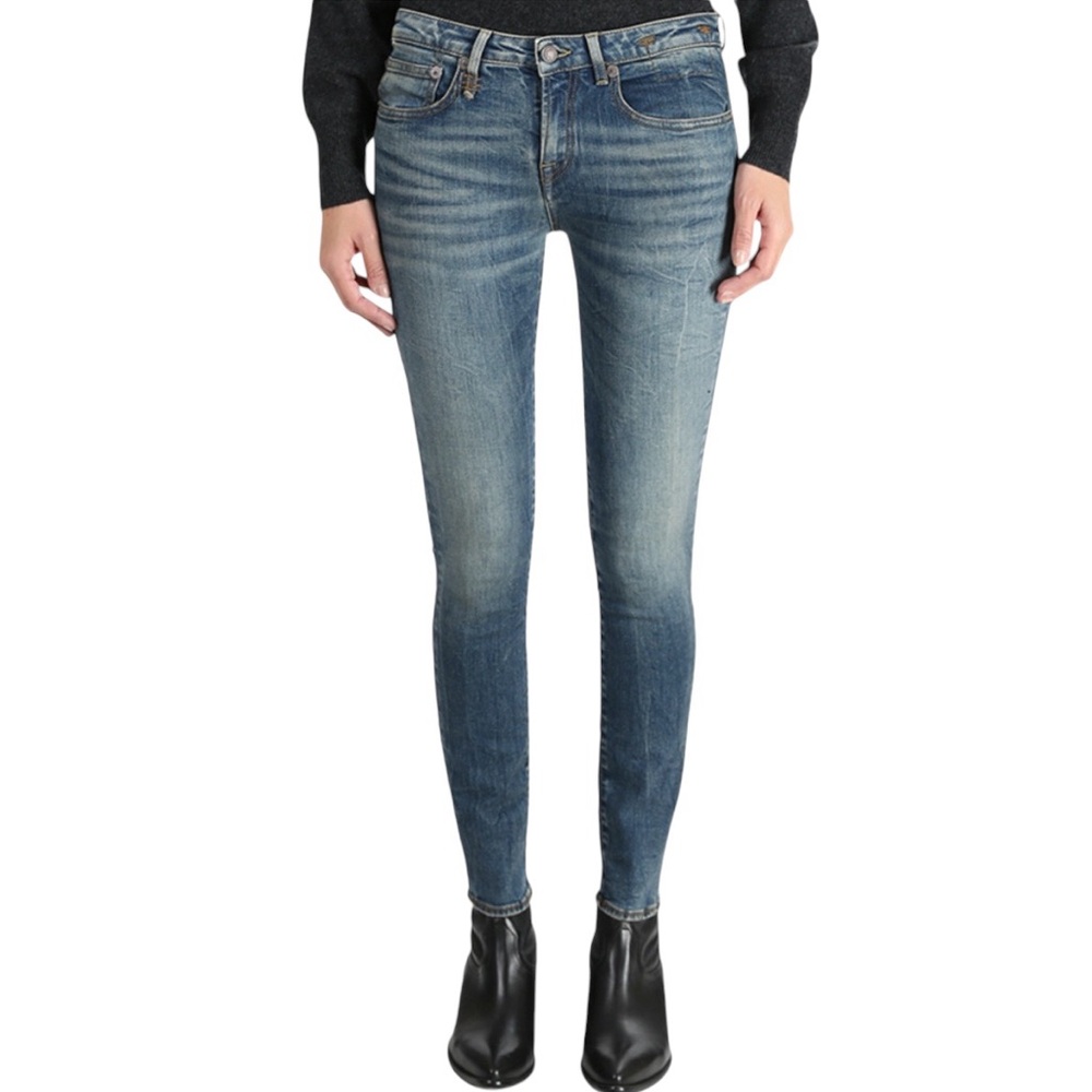 R13 Denim Alison Mid Rise Cotton Stretch Jeans in Hose Wash